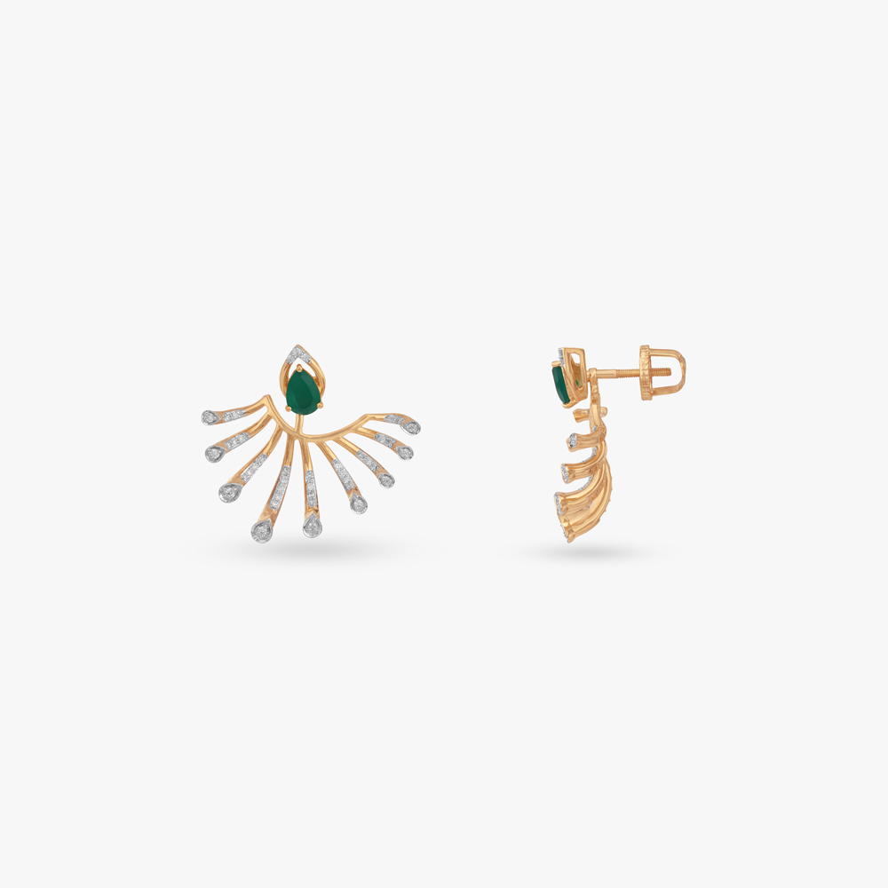 Fan Arc Diamond Stud Earrings,,hi-res image number null