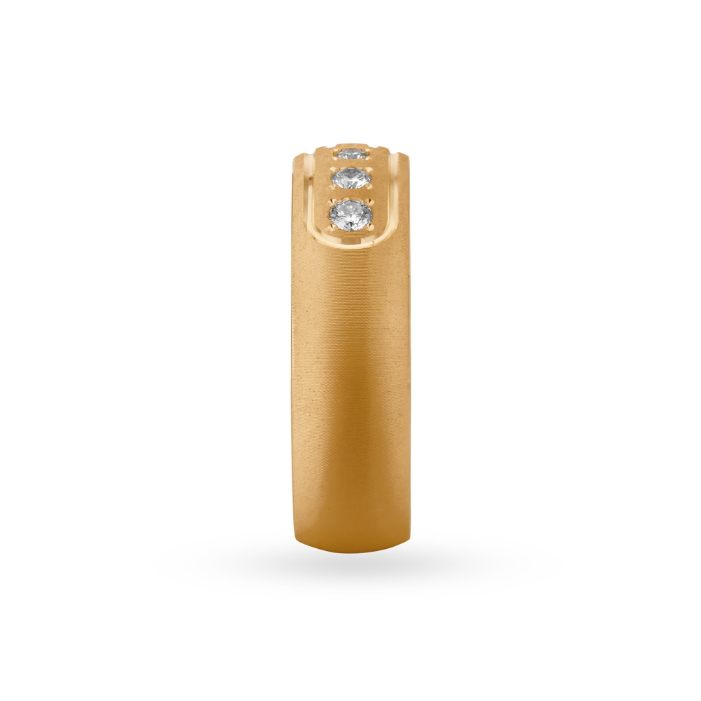 Ultra Modern Diamond Adorned Gold 3 Stone Finger Ring,,hi-res image number null