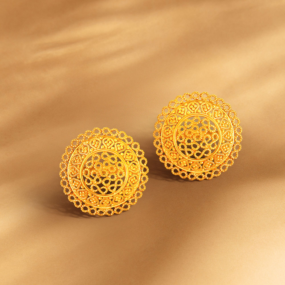Pristine and Charming Jali Work Circle Stud Earrings,,hi-res image number null
