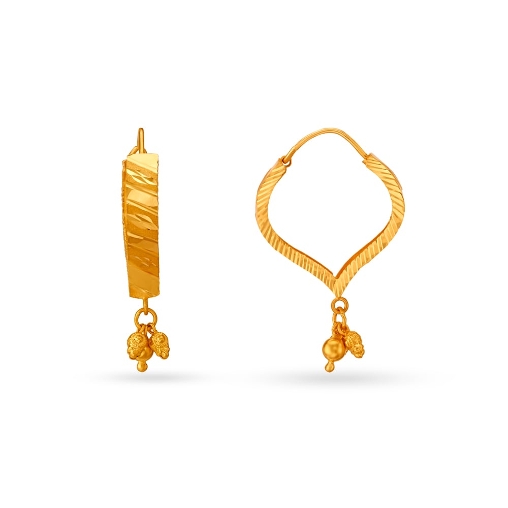Riveting Gold Hoop Earrings With Beads,,hi-res image number null