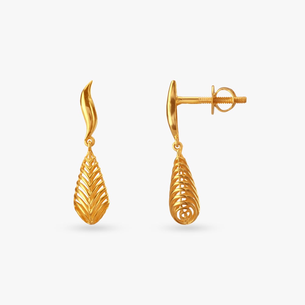 Fern Gold Drop Earrings,,hi-res image number null