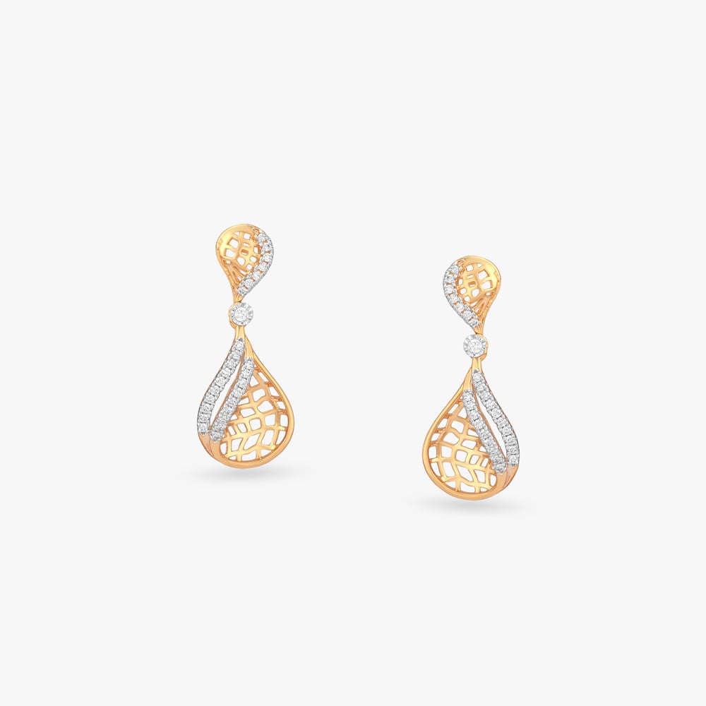 Lattice Dewdrop Diamond Drop Earrings,,hi-res image number null