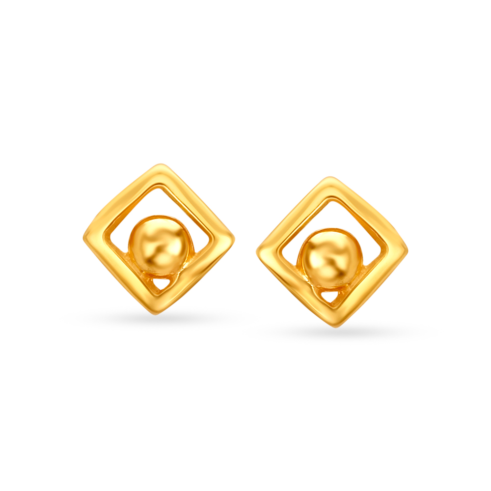 Chic Rhombic Gold Stud Earrings for Kids,,hi-res image number null