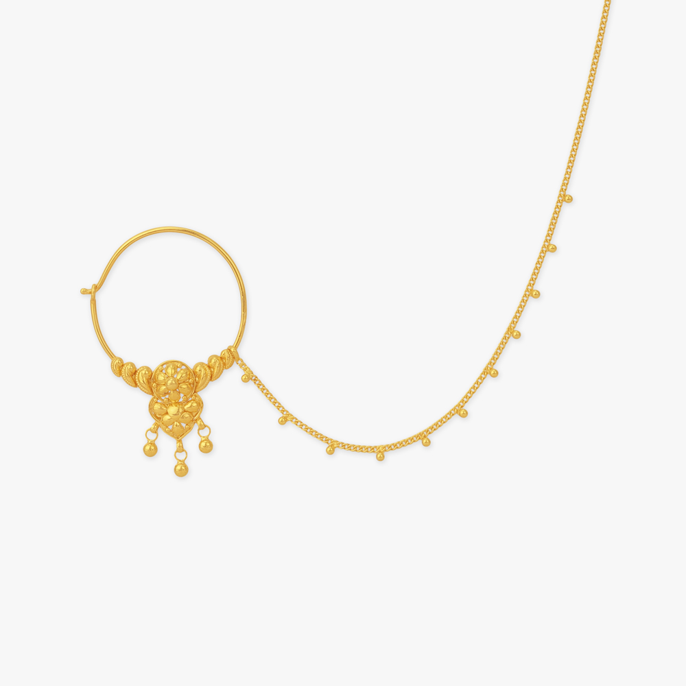 Mithila Jhaalar Gold Nose Pin,,hi-res image number null