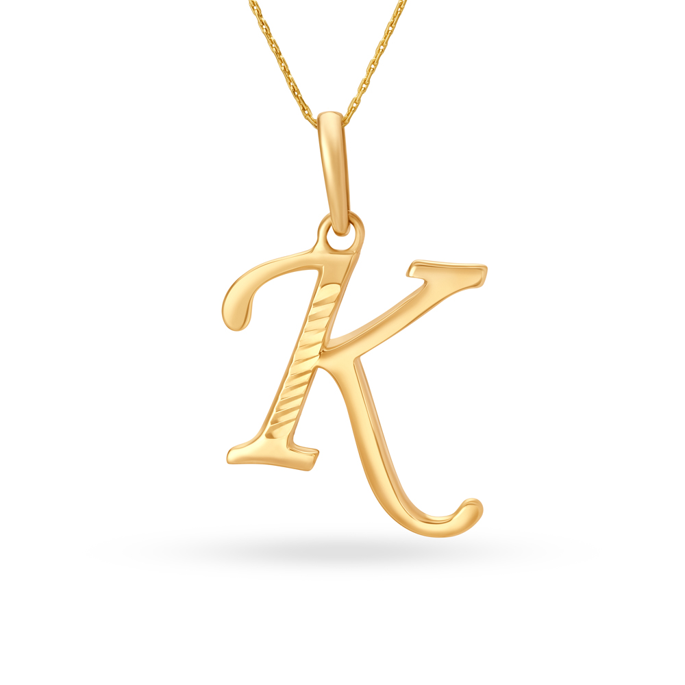 Captivating Typographic Letter K Gold Pendant