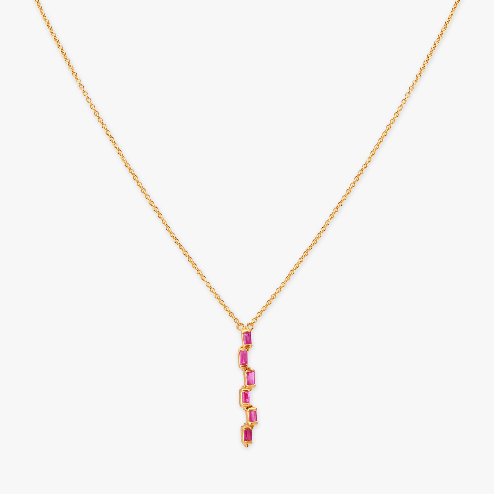 Geometric Gold Pendant with Chain and Earrings Set,,hi-res image number null