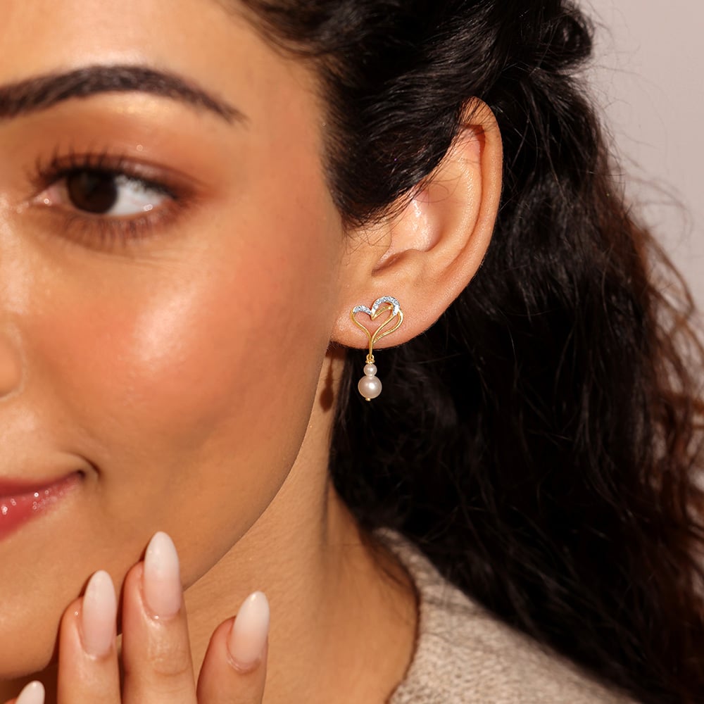 Entwined Love Pearl & Diamond Drop Earrings,,hi-res image number null