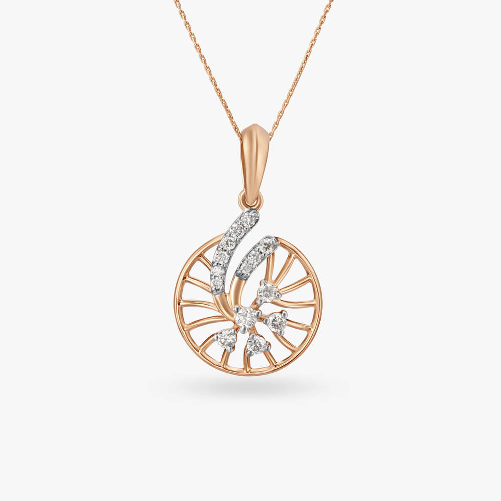 Gilded Spiral Diamond Snail Pendant