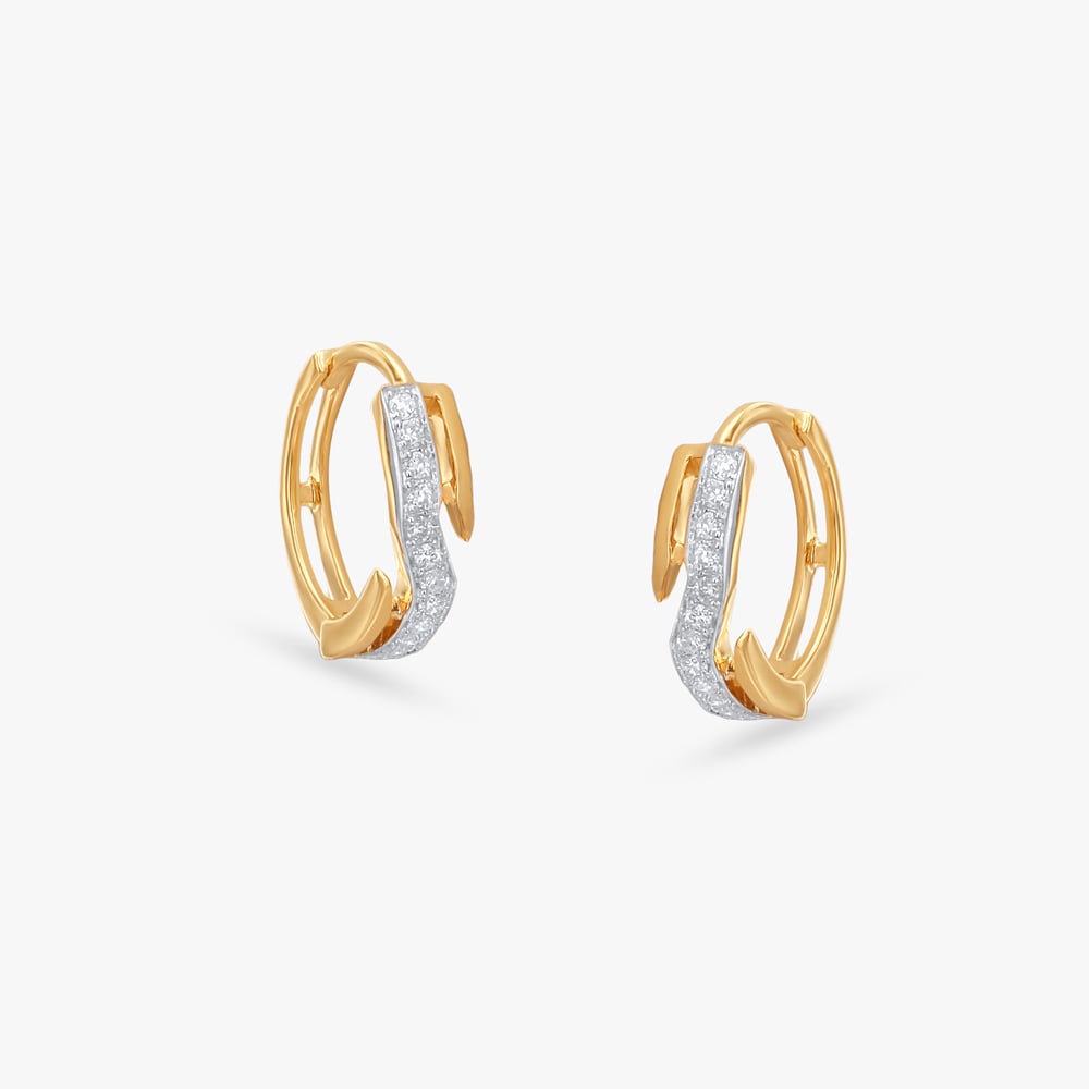 Classy Gold and Diamond Eternity Hoop Earrings,,hi-res image number null