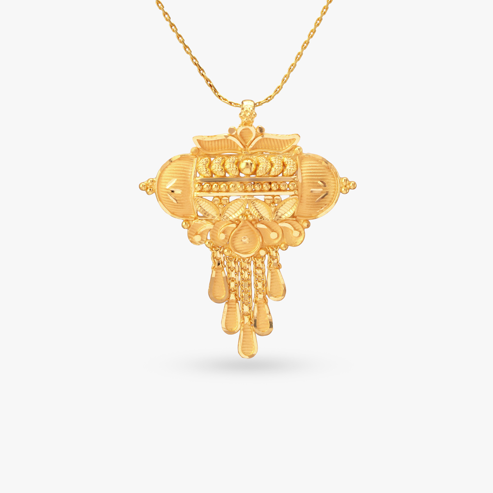 Vine Cascade Gold Dholna Pendant,,hi-res image number null