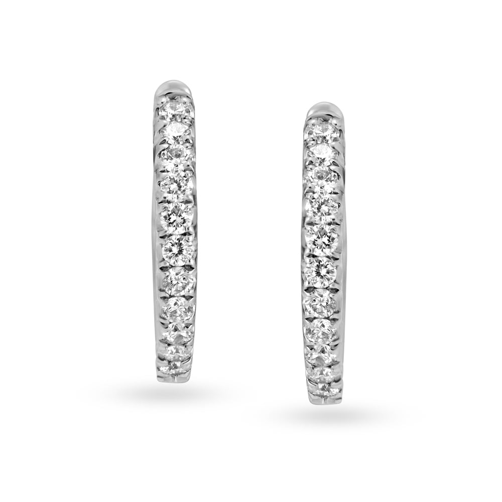 Chic Platinum and Diamond Hoop Earrings