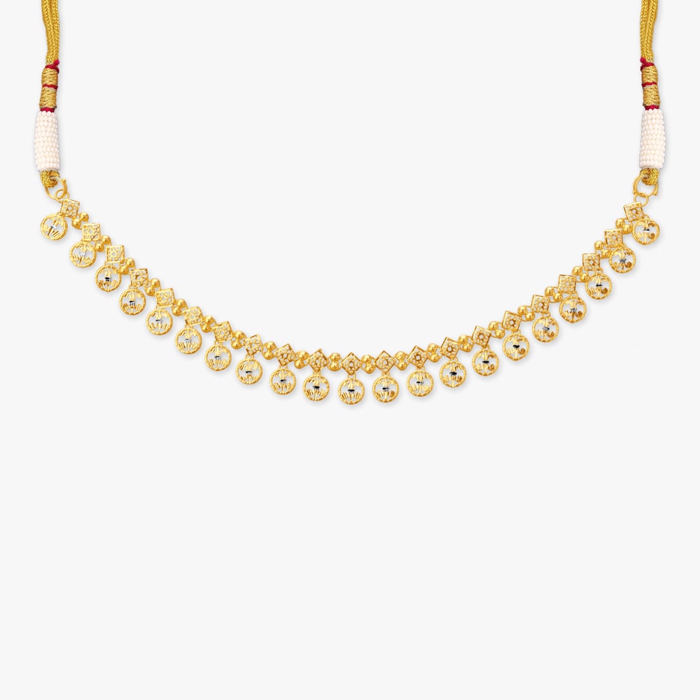 

Geometric Disc Gold Necklace Set