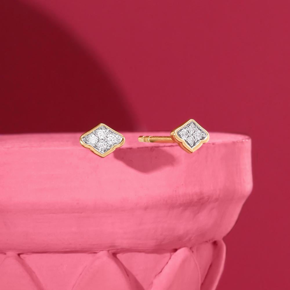 Arch Edge Diamond Stud Earrings,,hi-res image number null