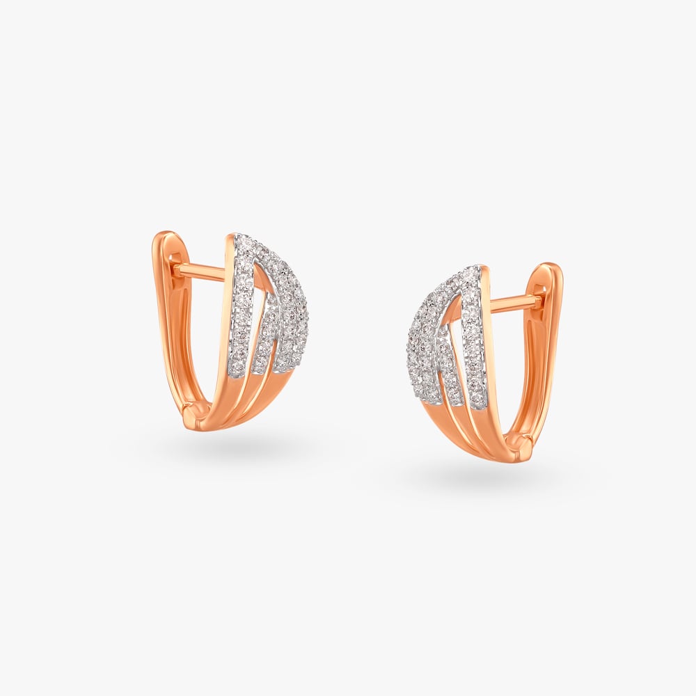 Radiant Leaf Diamond Hoop Earrings,,hi-res image number null