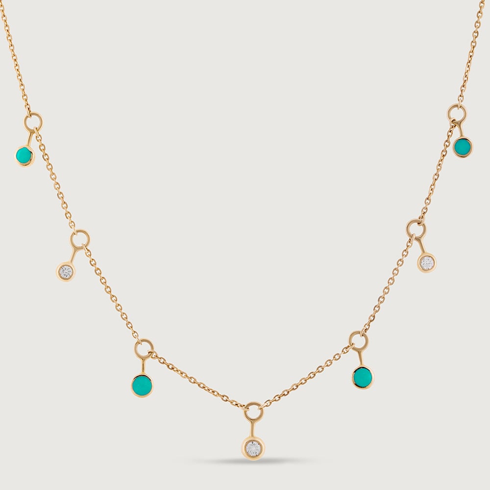 Blue Sparkle Gold & Diamond Necklace,,hi-res image number null