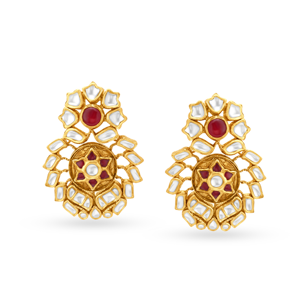 Luminous 22 Karat Yellow Gold Floral Drops,,hi-res image number null