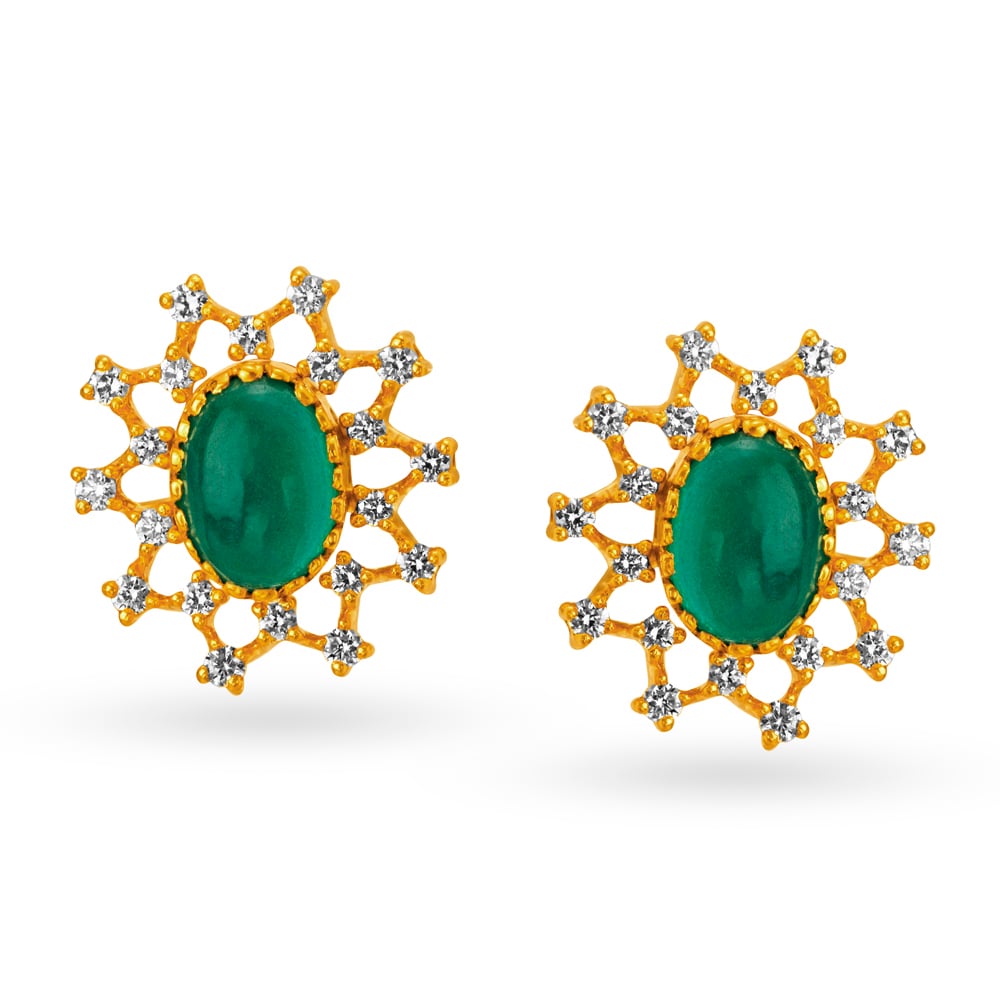 

Oval Diamond Stud Earrings With Coloured Stones