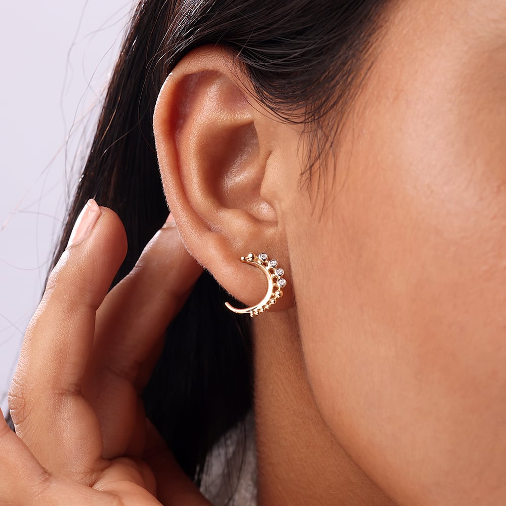 14KT Yellow Gold Curvy Stud Earrings,,hi-res image number null