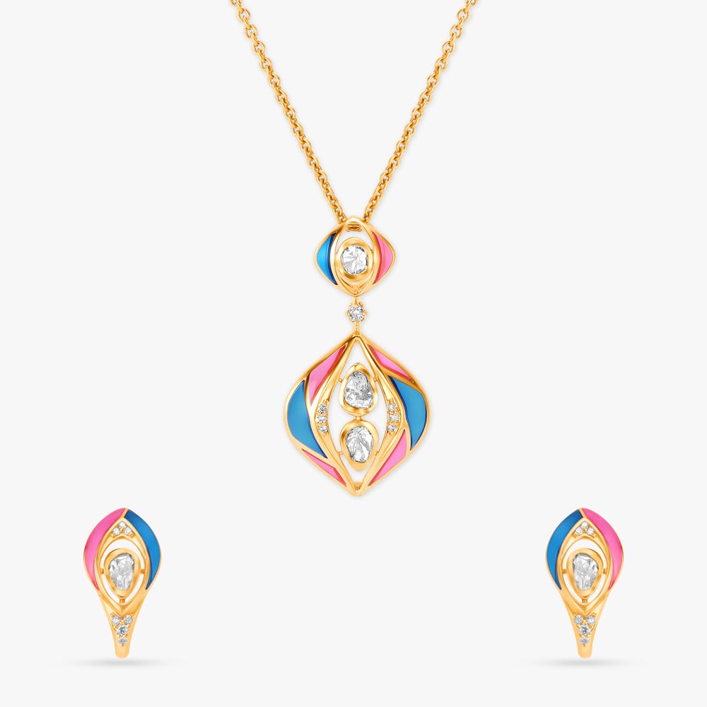 Vibrant Vibes Pendant with Chain and Earrings Set
