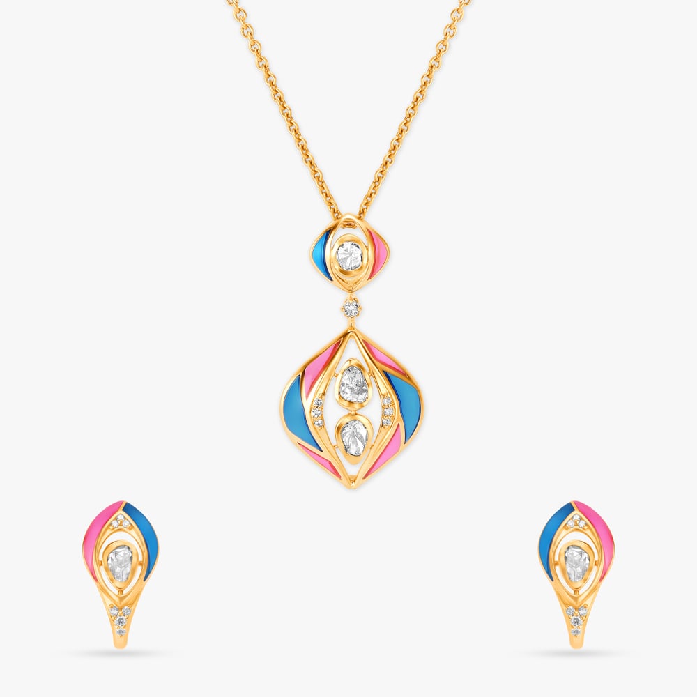 

Vibrant Vibes Pendant with Chain and Earrings Set