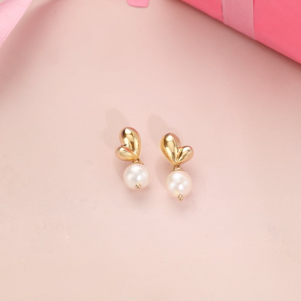 Mystic Love Pearl & Gold Drop Earrings,,hi-res image number null