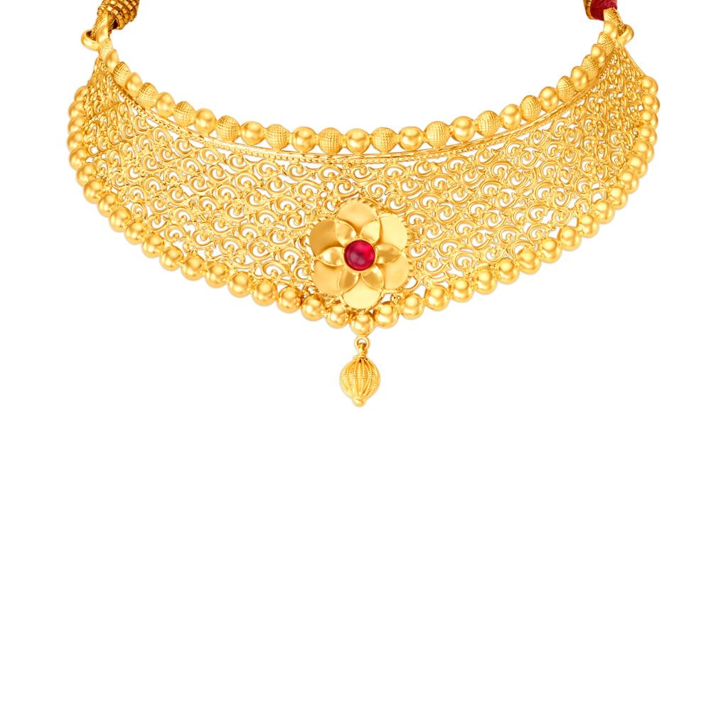 Captivating Gold Choker Necklace Set,,hi-res image number null