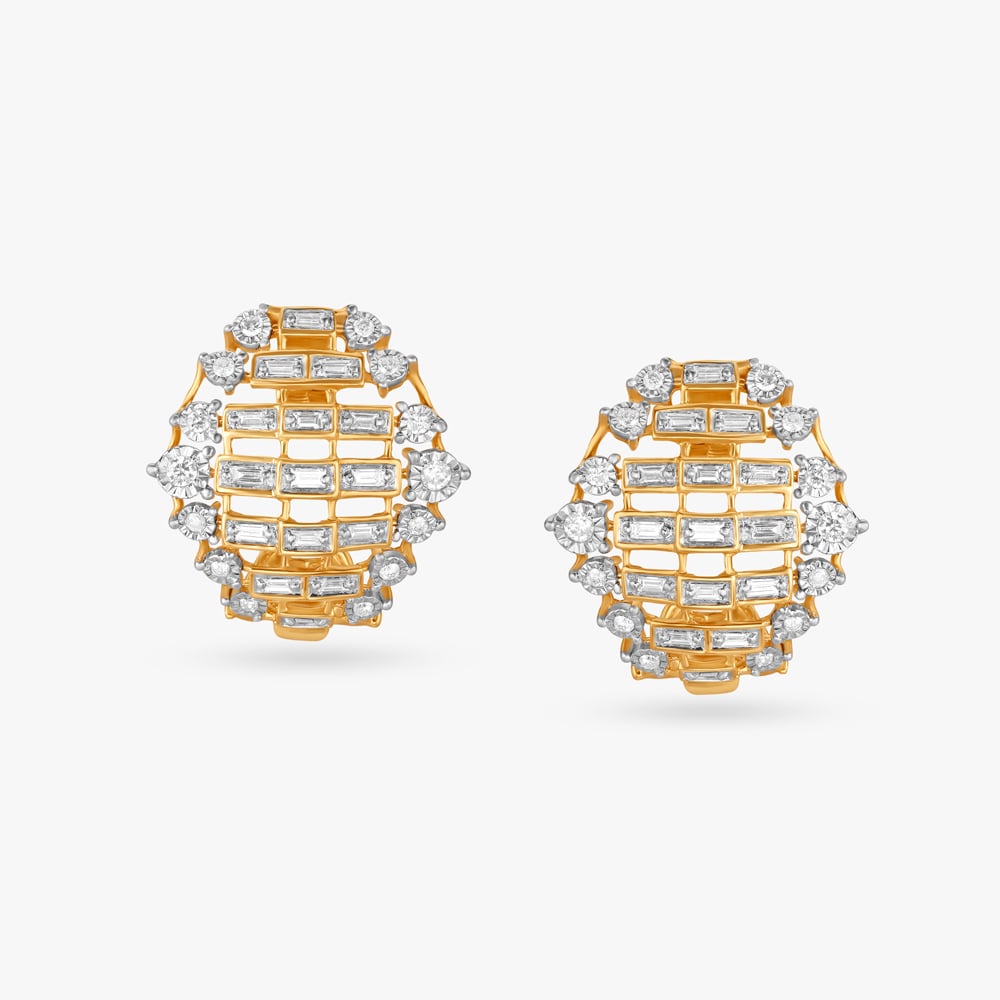 Sparkling Grid Diamond Hoop Earrings,,hi-res image number null