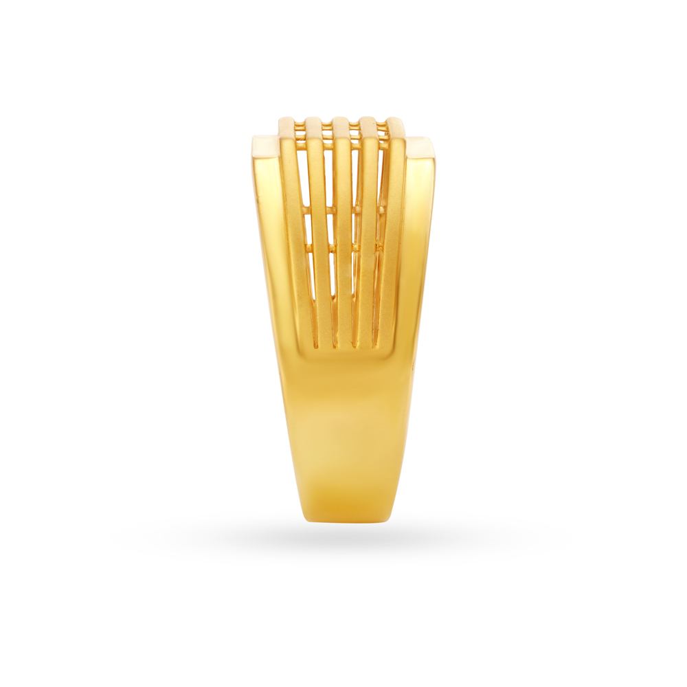Hollow Line Carved Gold Finger Ring For Men,,hi-res image number null