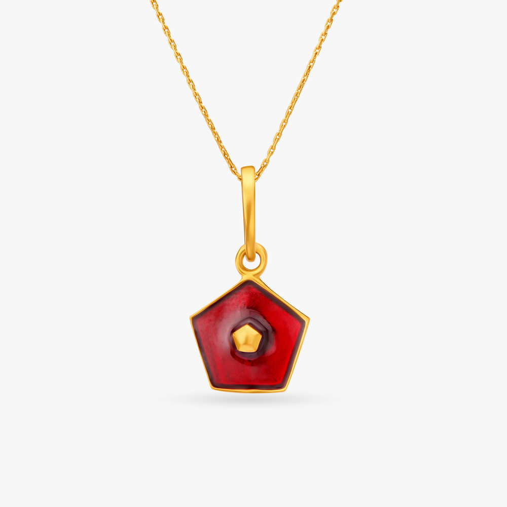 Geometric Gold Pendant With Enamel for Kids,,hi-res image number null