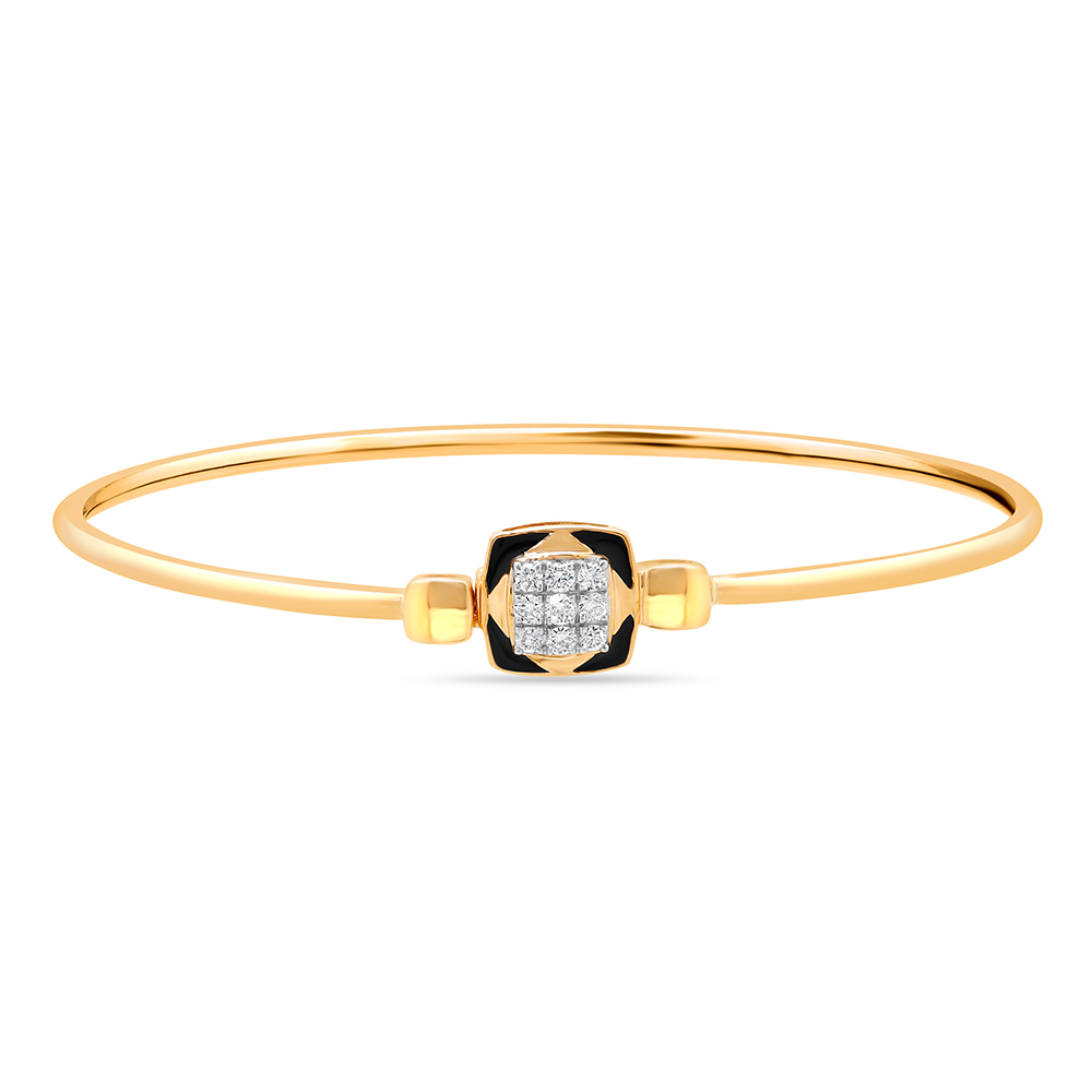 18KT Yellow Gold Abstract Glimmer Diamond Bangle,,hi-res image number null