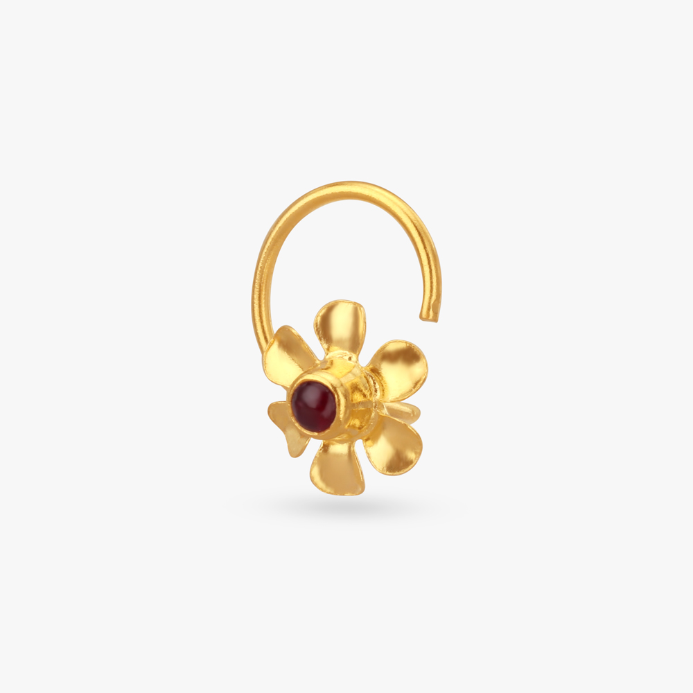 Graceful Floral Gold Nose Pin,,hi-res image number null