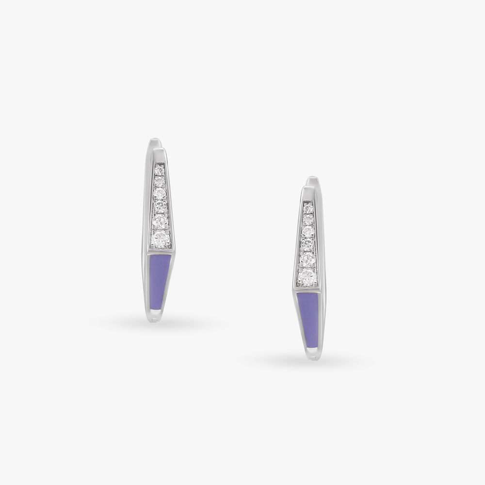 Chic Angled Diamond Hoop Earrings,,hi-res image number null