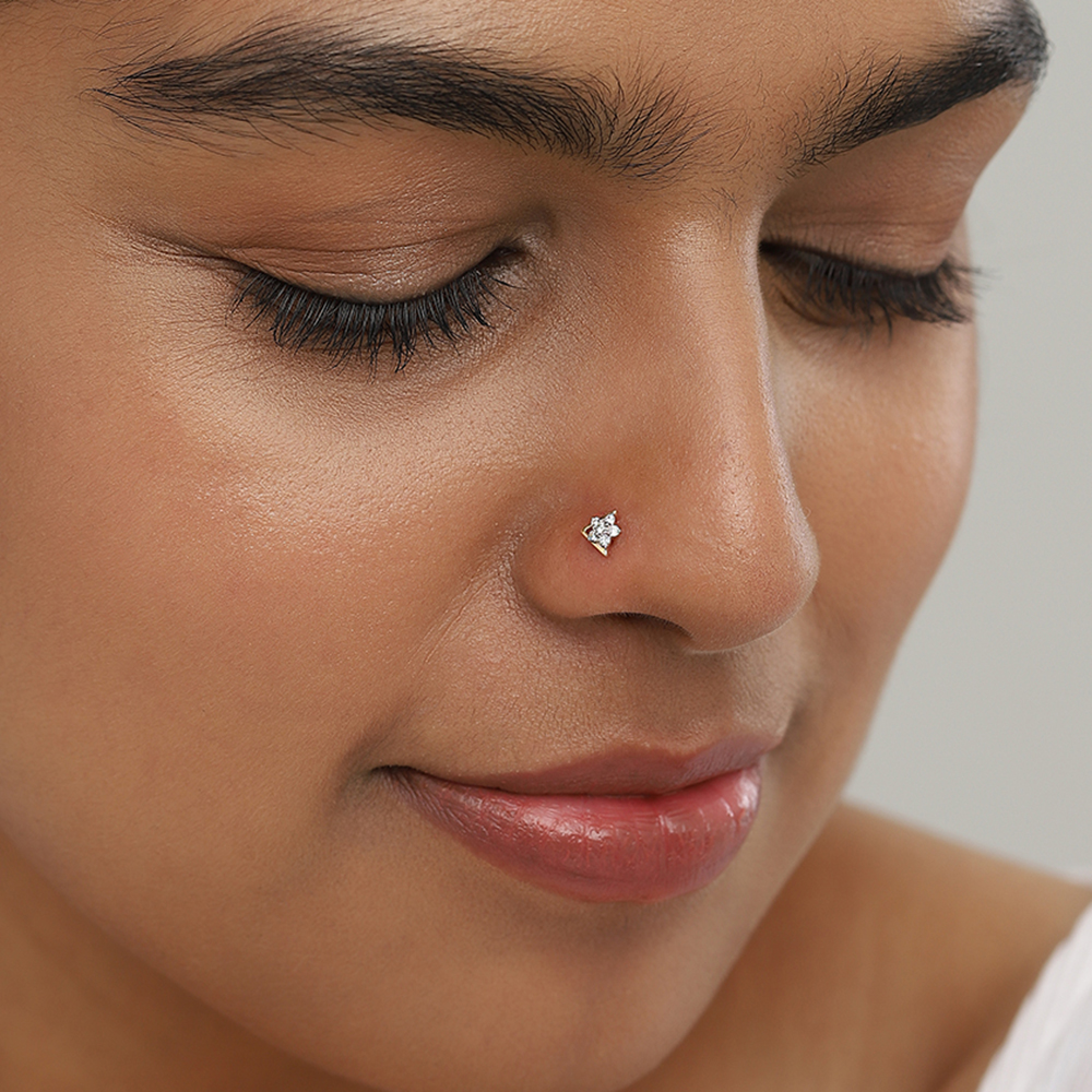 Blossom Prism Gold and Diamond Nose Pin,,hi-res image number null