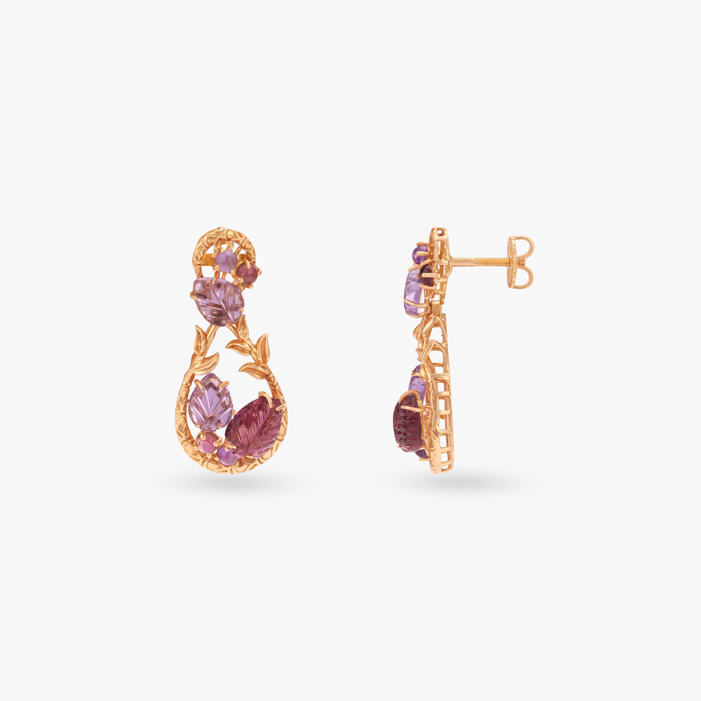 Tropical Canopy Gold Drop Earrings,,hi-res image number null