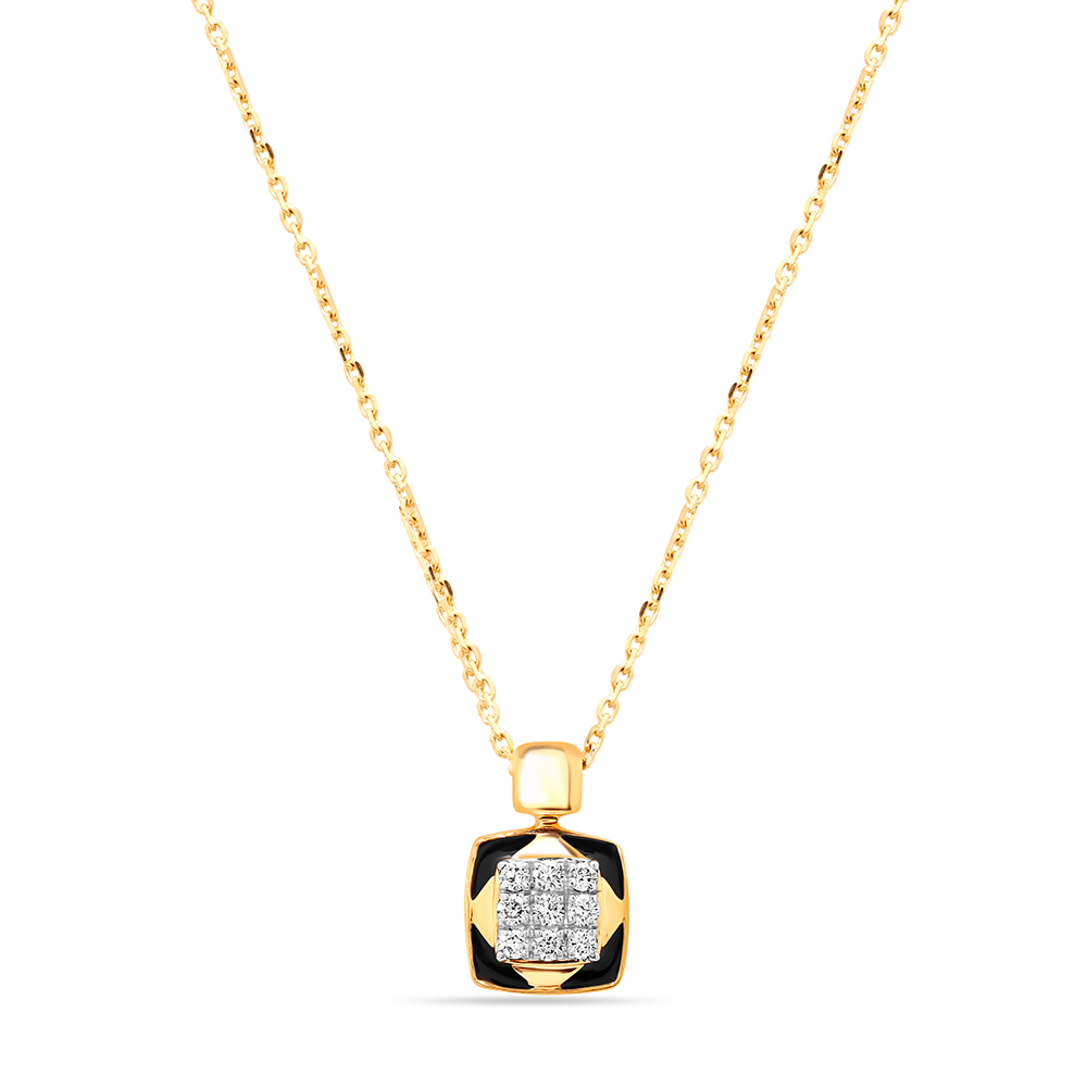 18 KT Yellow Gold Abstract Glimmer Diamond Pendant with Chain