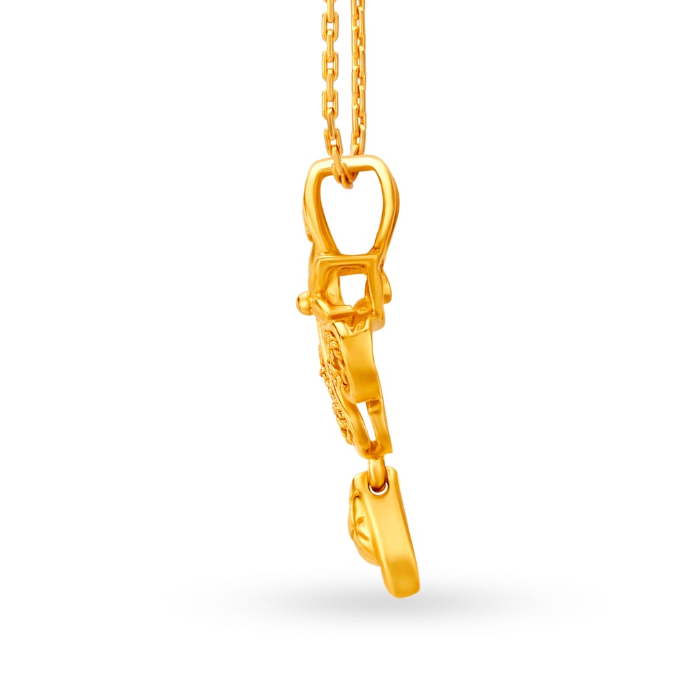 Intricate Floral Pattern Gold Pendant,,hi-res image number null