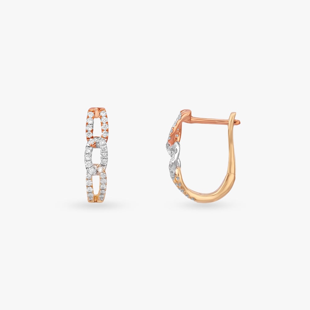 Gilded Rhythm Diamond Hoop Earrings,,hi-res image number null