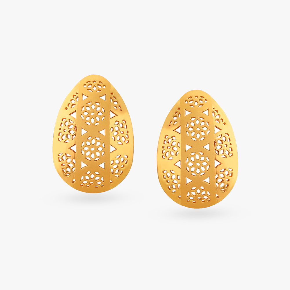 Dainty Filigree Gold Stud Earrings