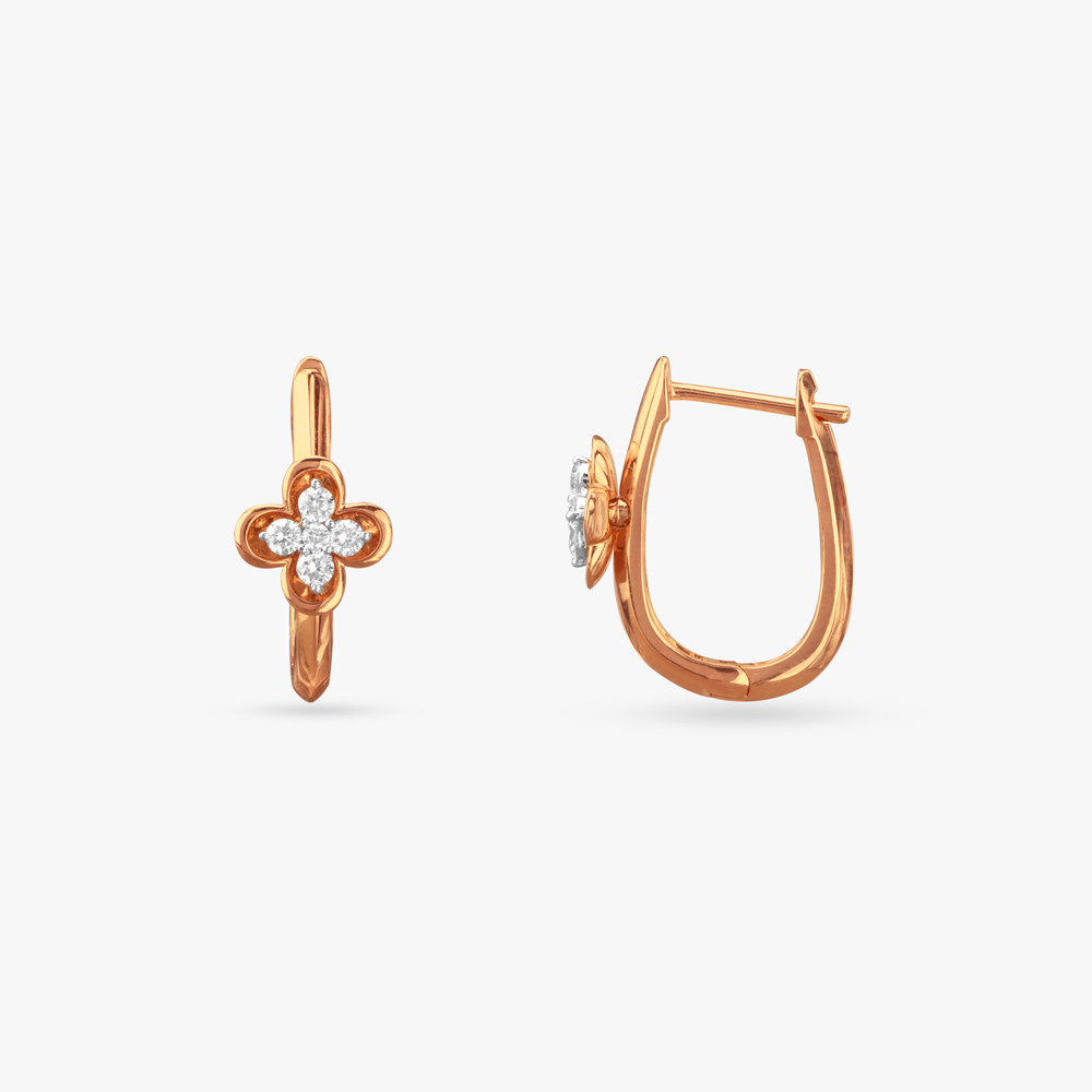 Petite Clover Diamond Hoop Earrings,,hi-res image number null