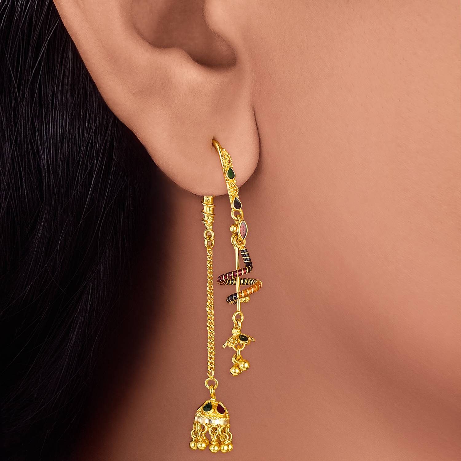Dainty Sui Dhaga Drop Earrings,,hi-res image number null