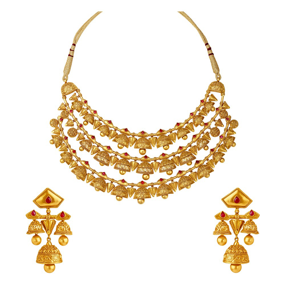 Stunning Gold Necklace Set Perfect for Any Bride,,hi-res image number null