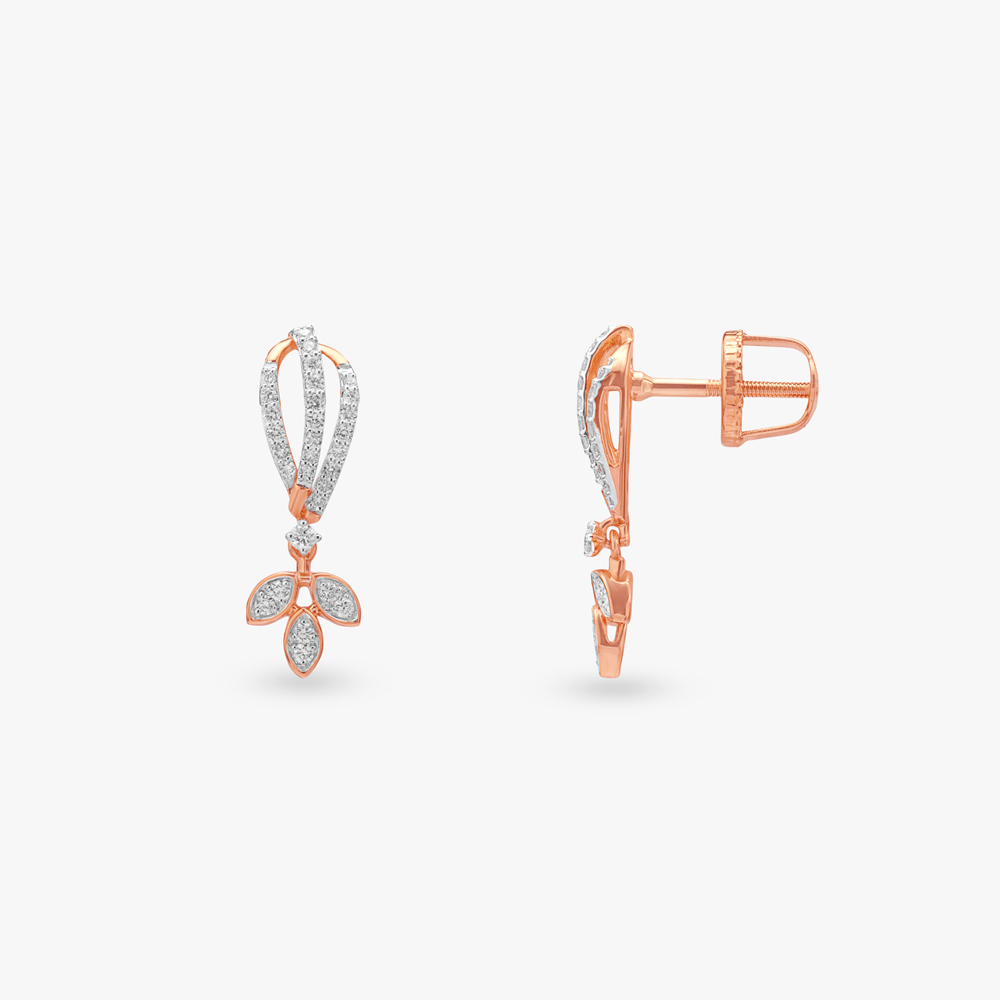 Loop Leaf Diamond Drop Earrings,,hi-res image number null