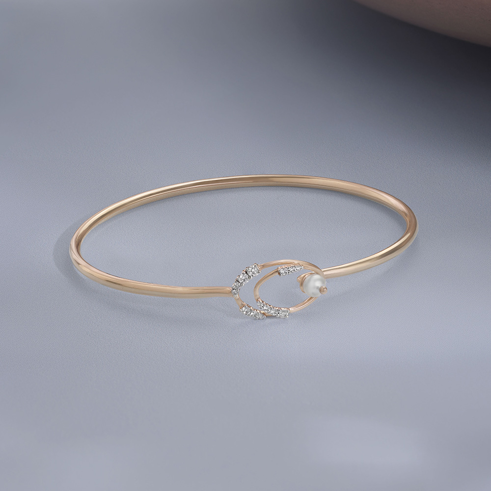 Twirl Shine Pearl & Diamond Bangle,,hi-res image number null