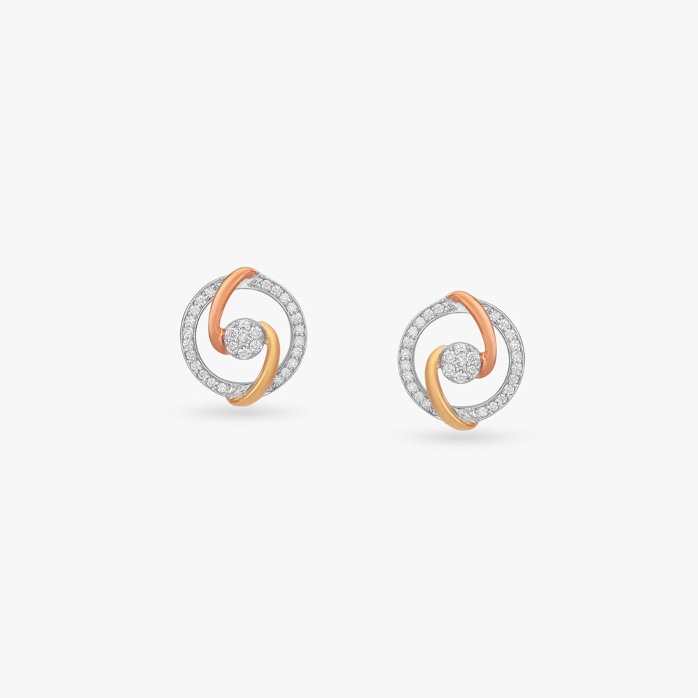 Sculpted Spiral Diamond Stud Earrings,,hi-res image number null