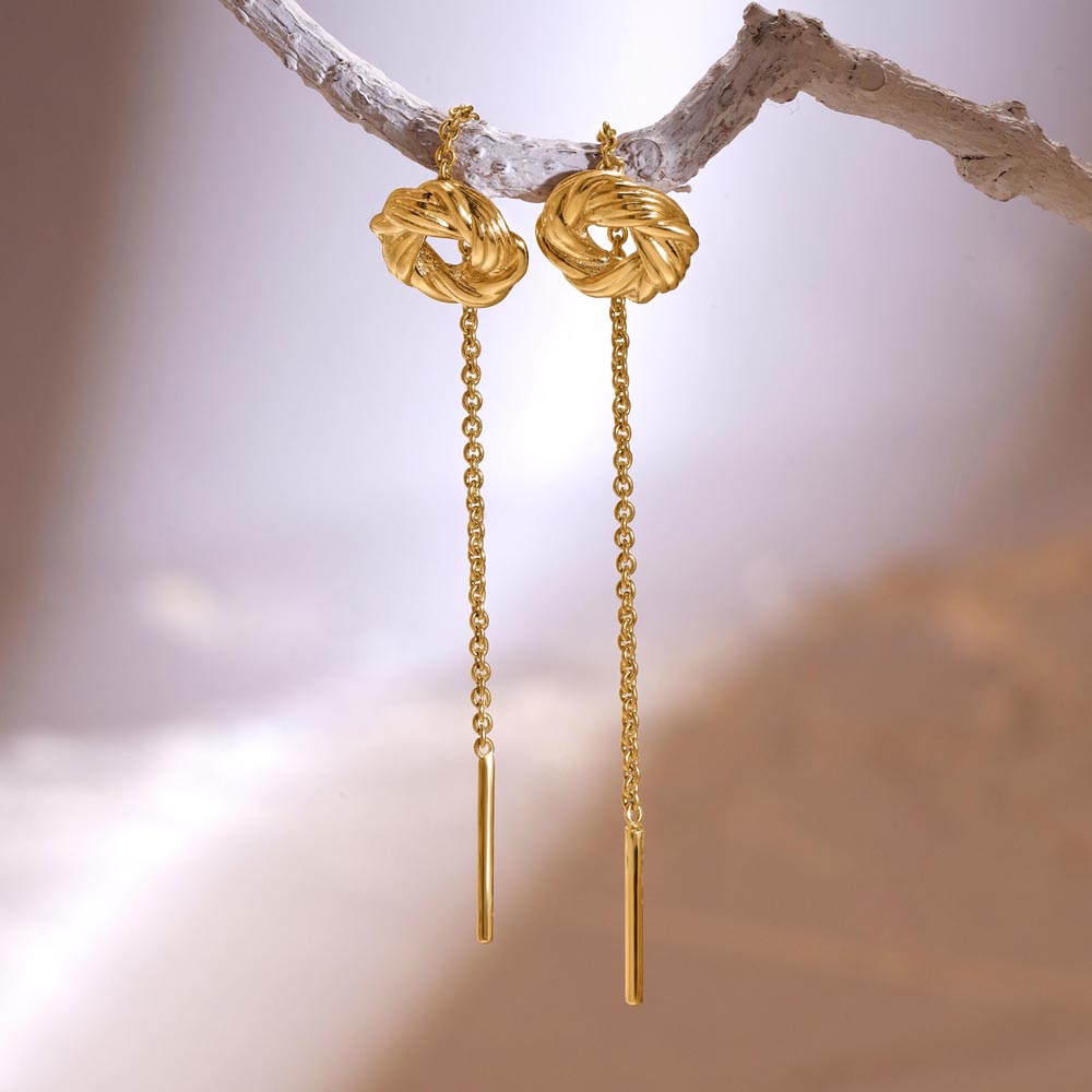 Twisted Charm Gold Sui Dhaga Earrings,,hi-res image number null