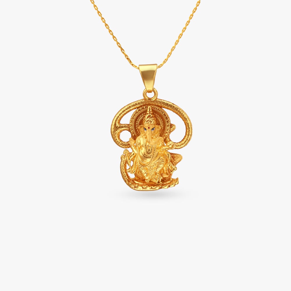 Serpent Ganesha Gold Pendant,,hi-res image number null
