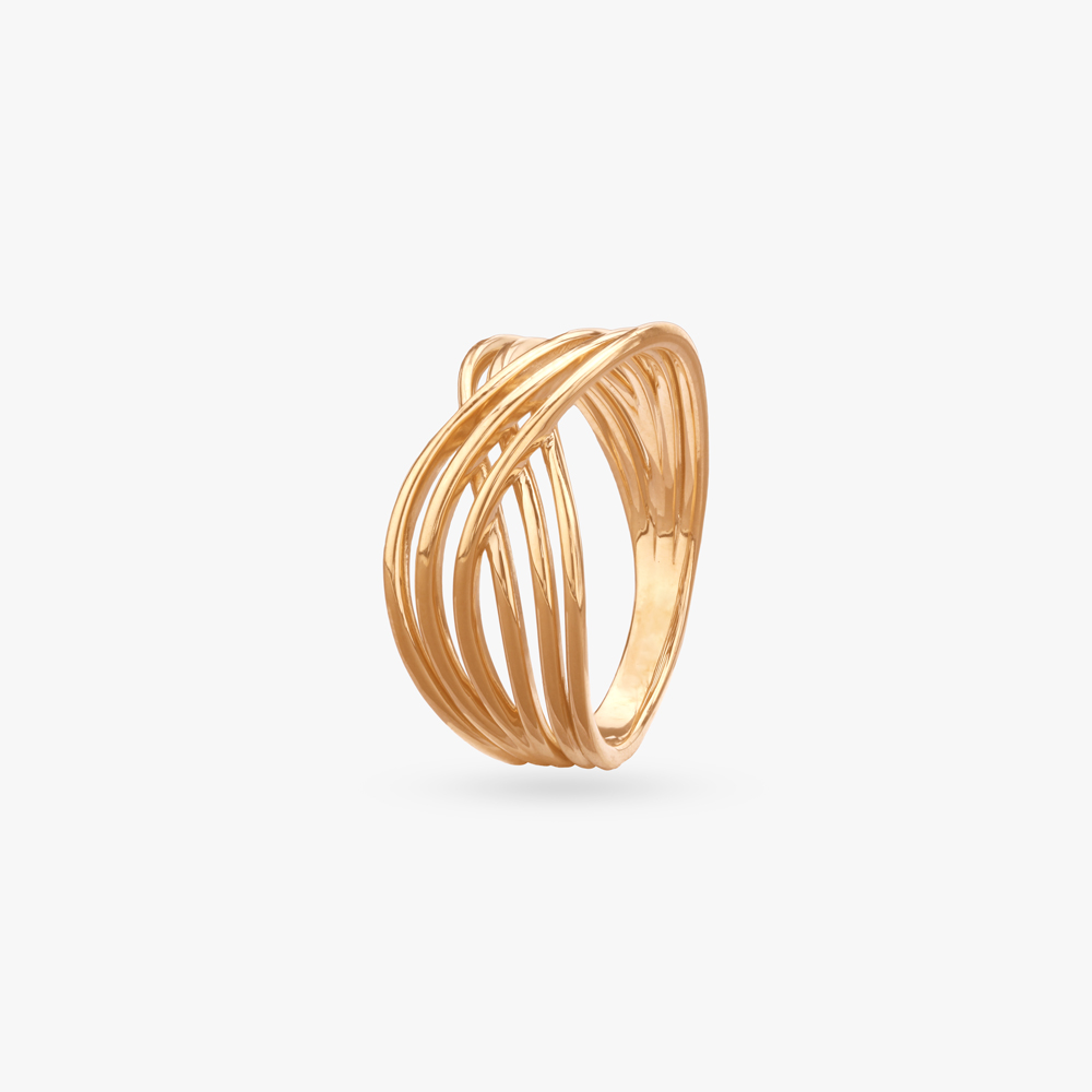 

Criss-cross Charm Gold Ring