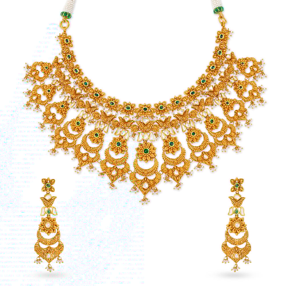 

Ornate Gold Necklace Set for the Indian Bride