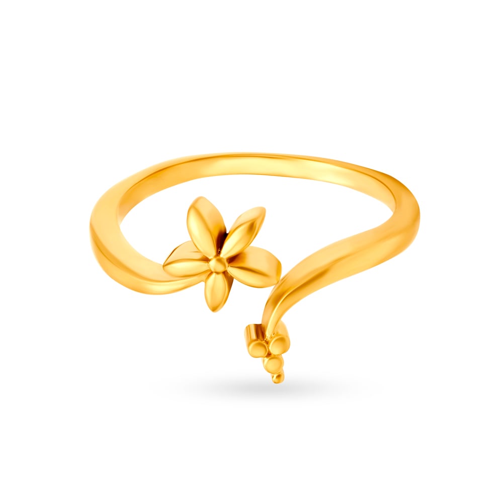 Exquisite 22 Karat Yellow Gold Floral Finger Ring,,hi-res image number null