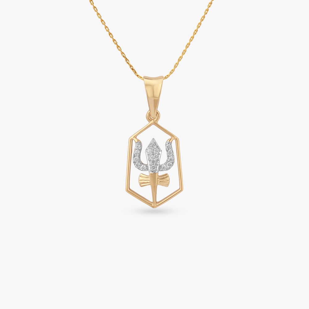 Sacred Trishul Diamond Pendant,,hi-res image number null